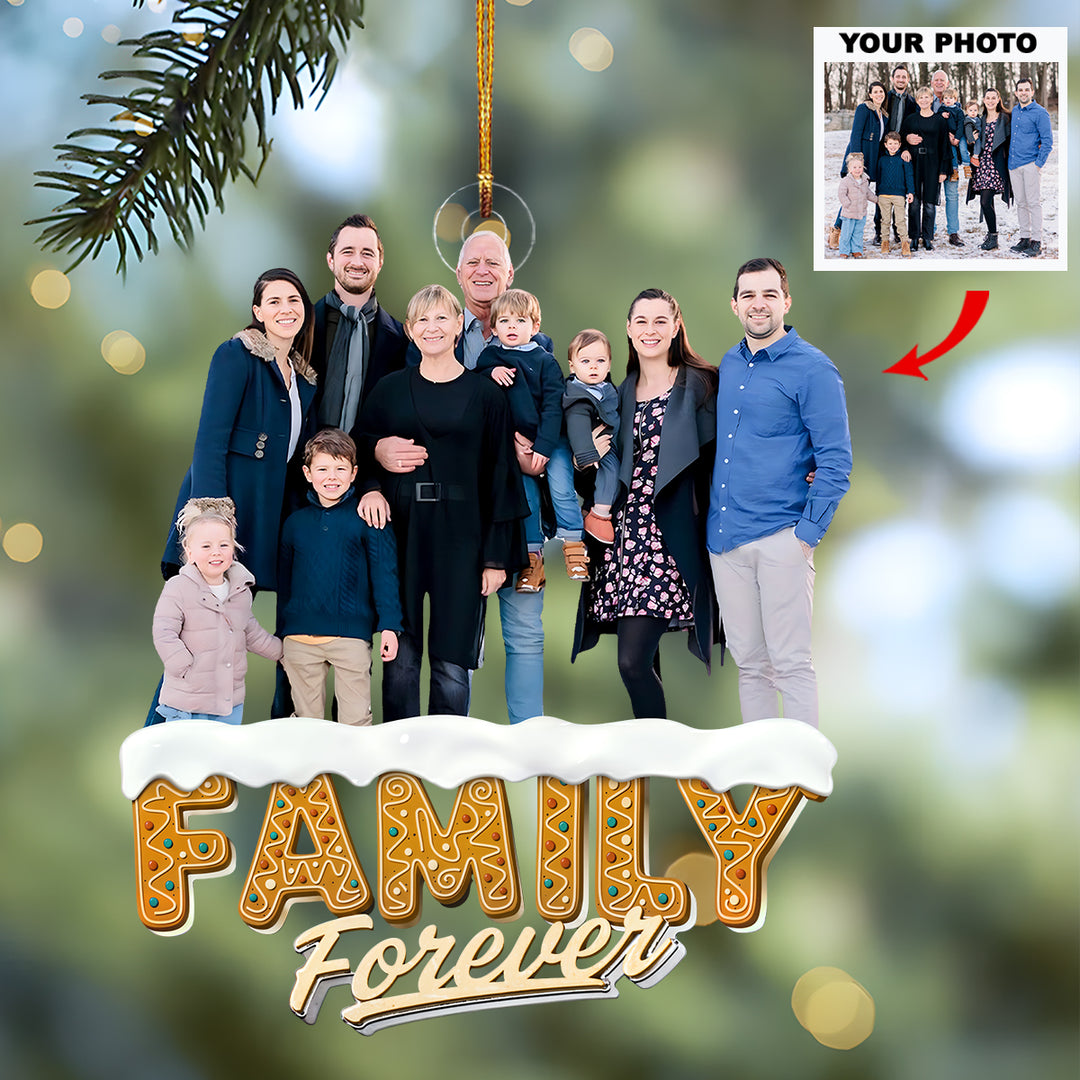 Family Forever - Personalized Photo Mica Ornament - Christmas Gift For Family Members UPL0NL001