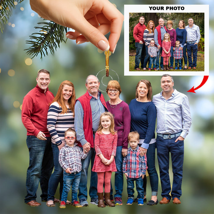 Happy Family Joy - Personalized Photo Mica Ornament - Christmas Gift For Family Members