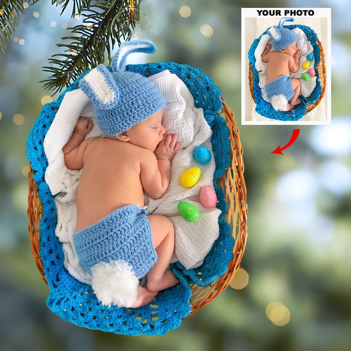 Cuddle Cutie - Personalized Photo Mica Ornament - Gift For Baby, Family Members
