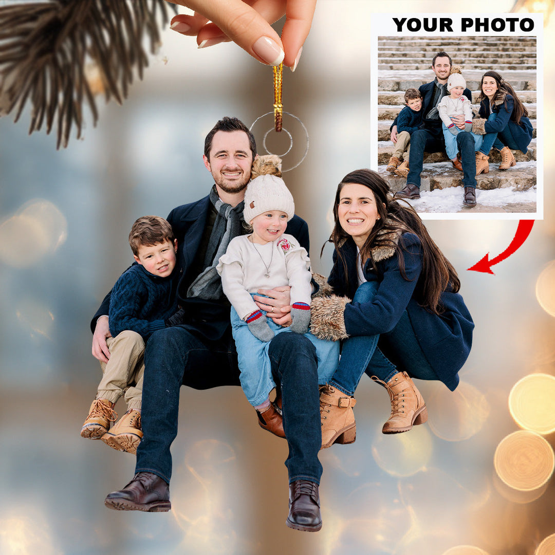 Always Together With Love - Personalized Photo Mica Ornament - Christmas Gift For Family Members