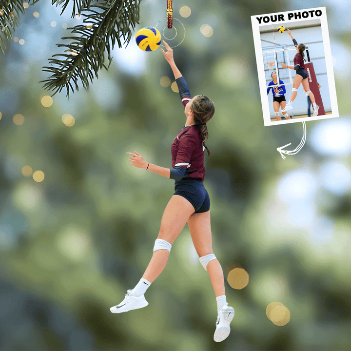 Volley Vibes - Personalized Photo Mica Ornament - Christmas Gift For Sports Lovers, Family Members