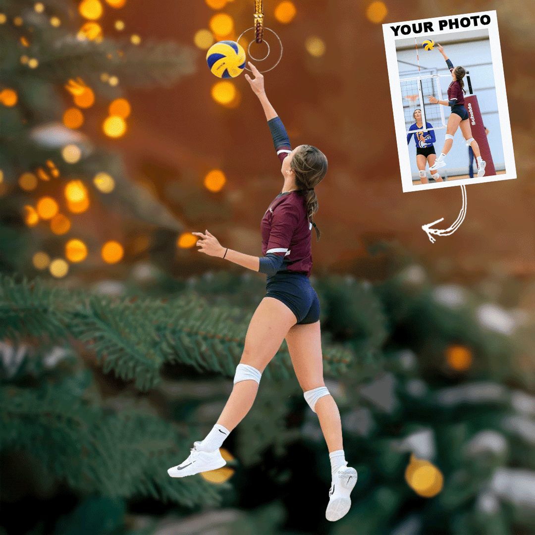 Volley Vibes - Personalized Photo Mica Ornament - Christmas Gift For Sports Lovers, Family Members