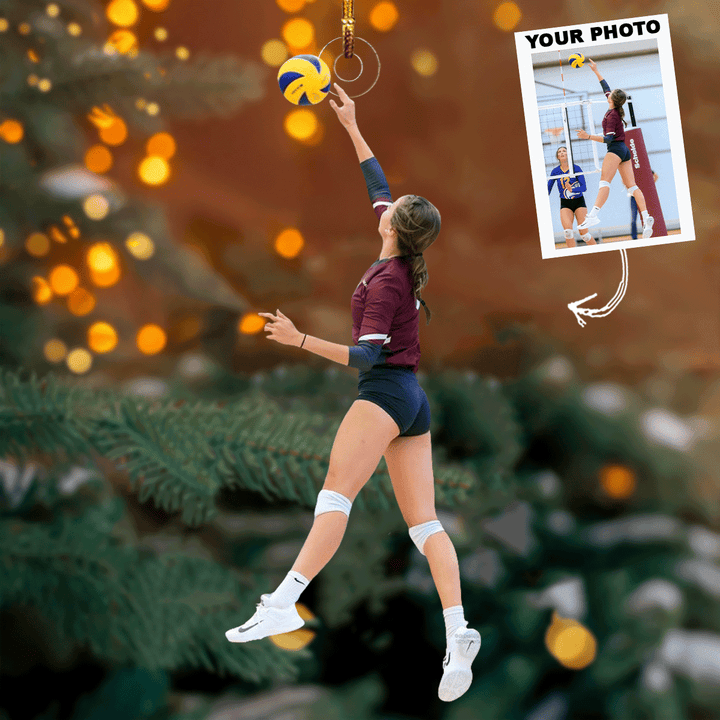 Volley Vibes - Personalized Photo Mica Ornament - Christmas Gift For Sports Lovers, Family Members