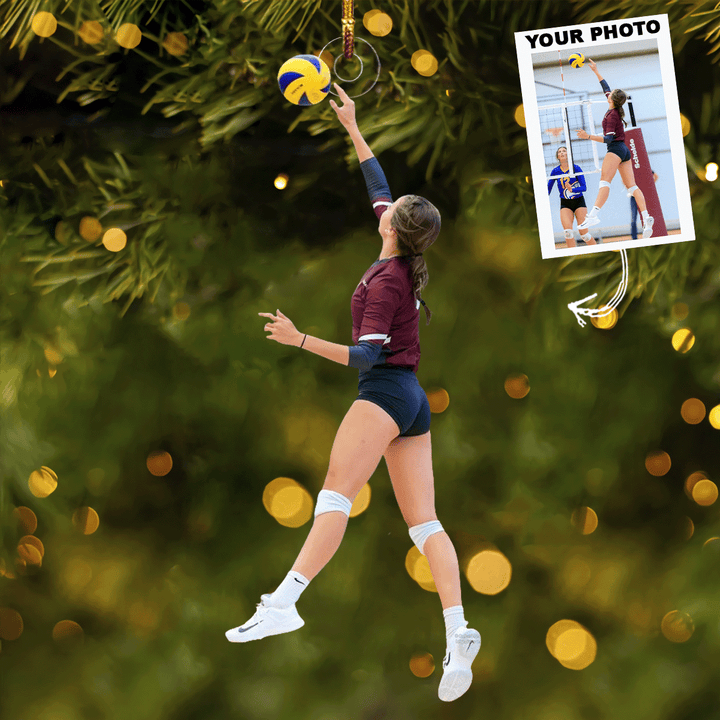 Volley Vibes - Personalized Photo Mica Ornament - Christmas Gift For Sports Lovers, Family Members