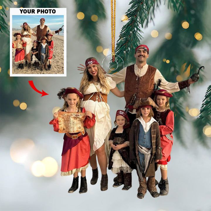 In This Family, We Love And Laugh - Personalized Photo Mica Ornament - Christmas Gift For Grandma, Grandpa, Family Members