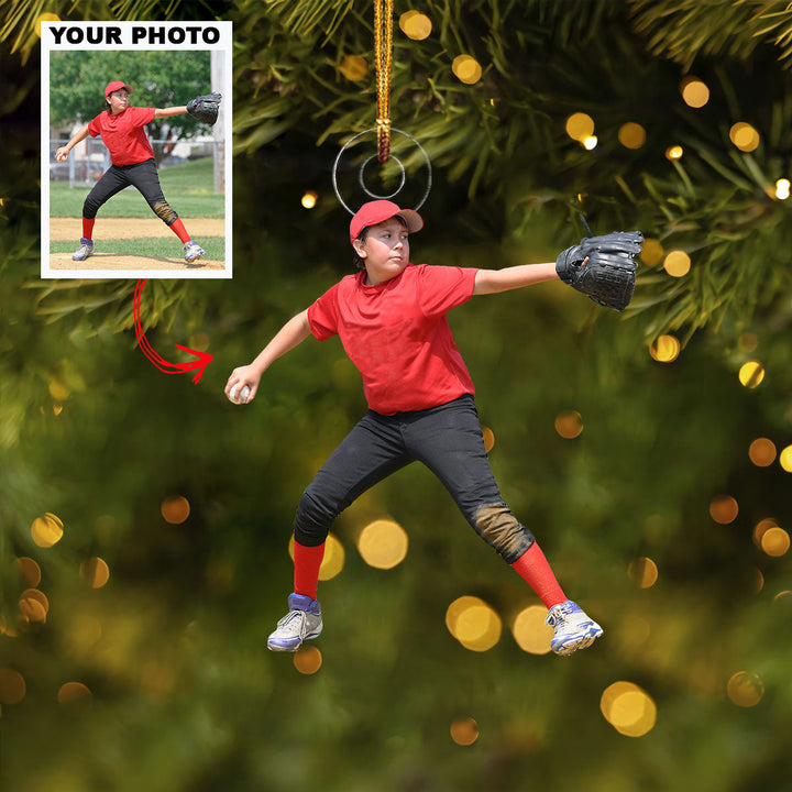 Curveball Kid - Personalized Photo Mica Ornament - Christmas Gift For Baseball Players, Baseball Lovers
