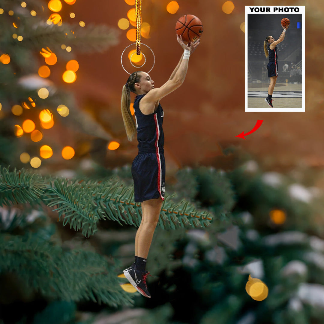 Basket of Cheer - Personalized Photo Mica Ornament - Christmas Gift For Sports Lovers
