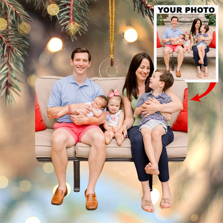 Happy Together - Personalized Photo Mica Ornament - Christmas Gift For Family Members