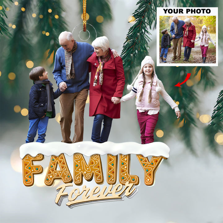 Family Forever - Personalized Photo Mica Ornament - Christmas Gift For Family Members UPL0NL001