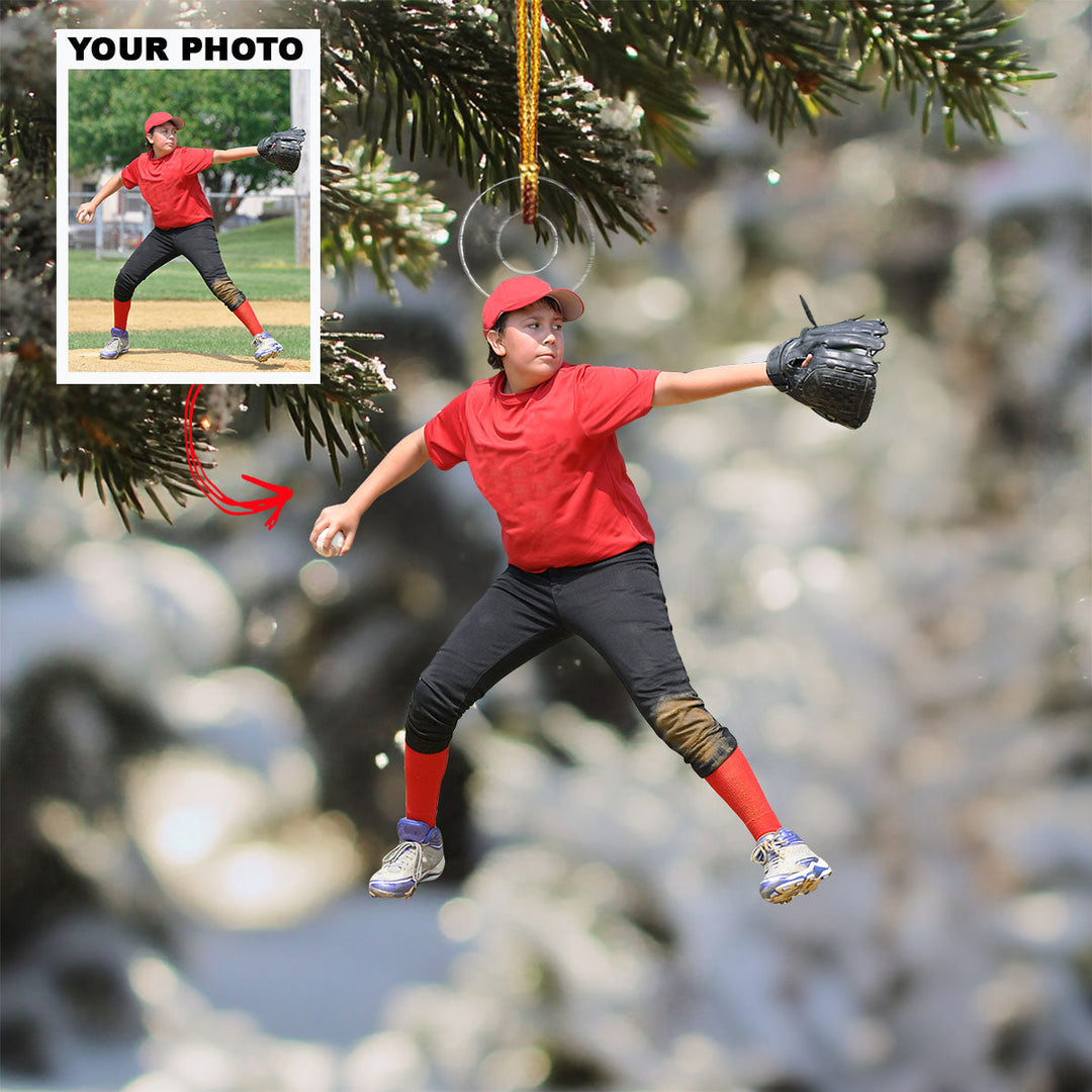 Curveball Kid - Personalized Photo Mica Ornament - Christmas Gift For Baseball Players, Baseball Lovers