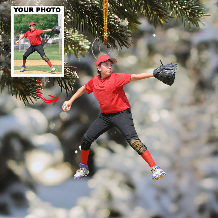Curveball Kid - Personalized Photo Mica Ornament - Christmas Gift For Baseball Players, Baseball Lovers