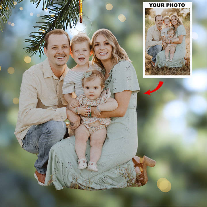 Home Sweet Family - Personalized Photo Mica Ornament - Christmas Gift For Grandma, Grandpa, Family Members