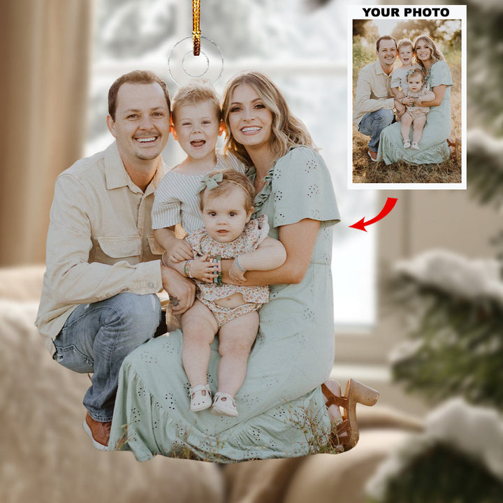 Home Sweet Family - Personalized Photo Mica Ornament - Christmas Gift For Grandma, Grandpa, Family Members