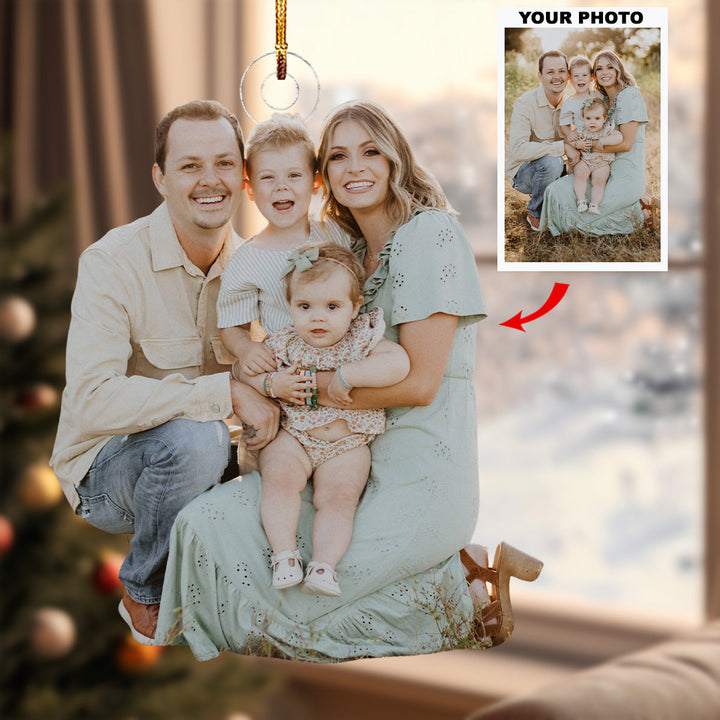 Home Sweet Family - Personalized Photo Mica Ornament - Christmas Gift For Grandma, Grandpa, Family Members