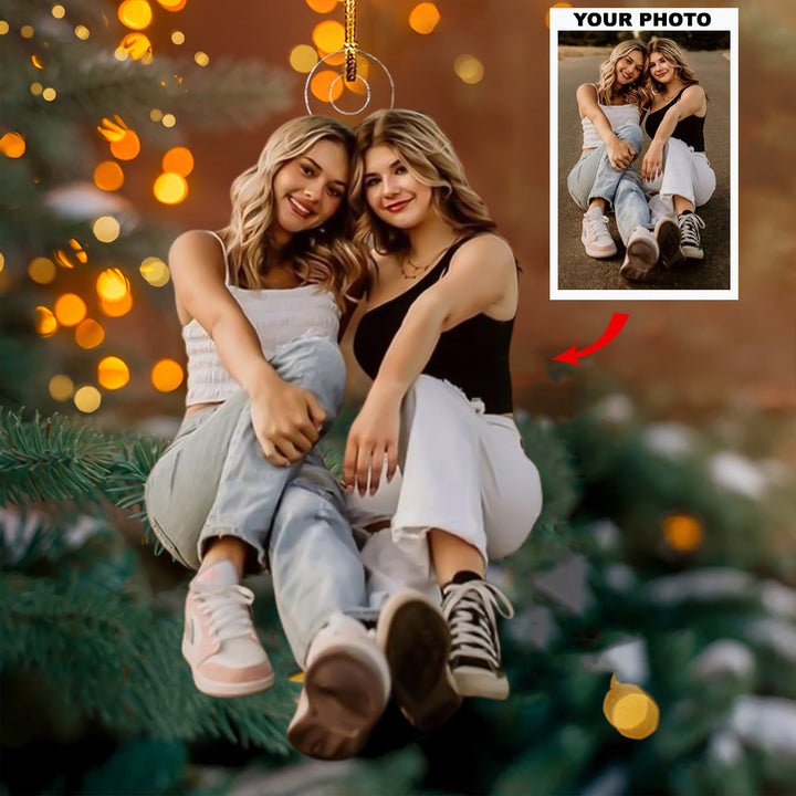 Bestie Joy - Personalized Photo Mica Ornament - Christmas Gifts For Bestie, Sister