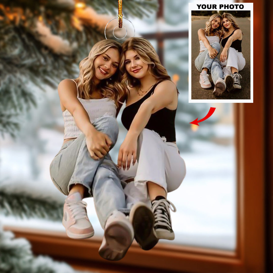 Bestie Joy - Personalized Photo Mica Ornament - Christmas Gifts For Bestie, Sister