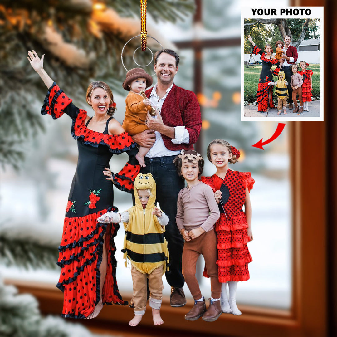 Home Sweet Family - Personalized Photo Mica Ornament - Christmas Gift For Grandma, Grandpa, Family Members
