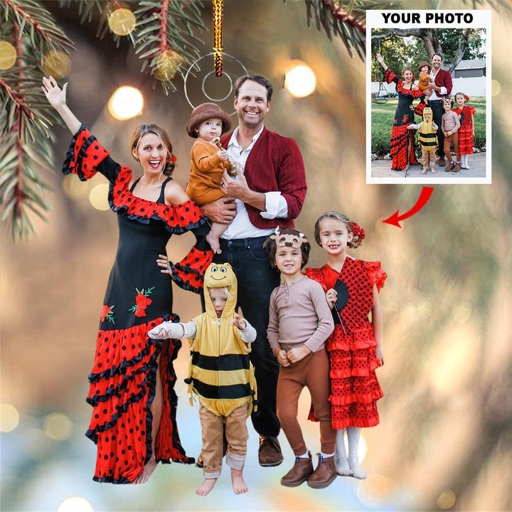 Home Sweet Family - Personalized Photo Mica Ornament - Christmas Gift For Grandma, Grandpa, Family Members