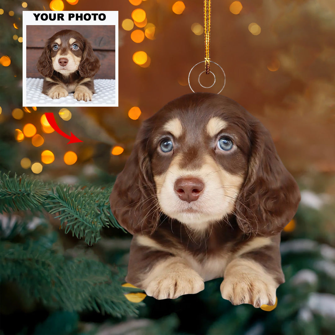 Puppy Joy - Personalized Photo Mica Ornament - Christmas Gift For Pet Lovers