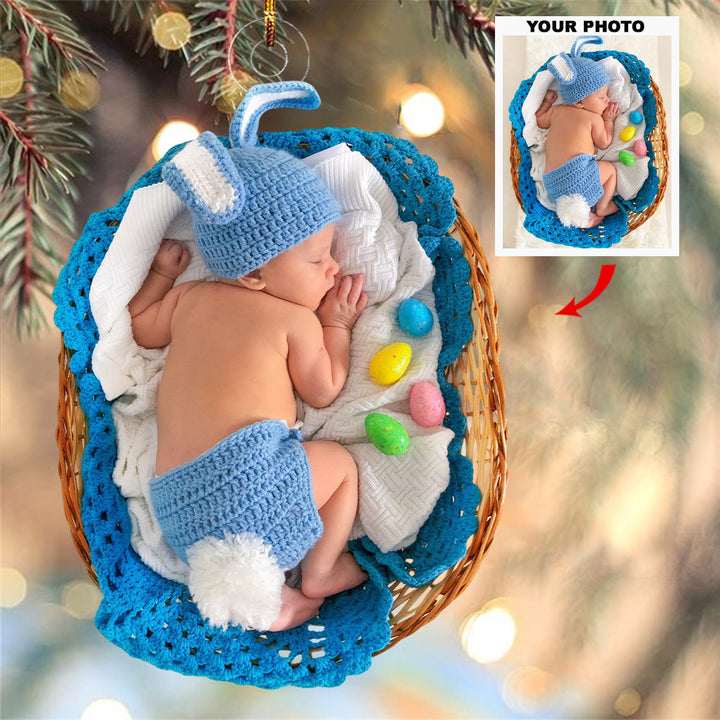 Cuddle Cutie - Personalized Photo Mica Ornament - Gift For Baby, Family Members