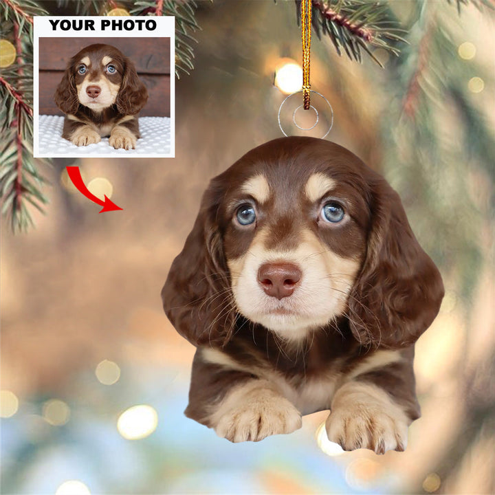 Puppy Joy - Personalized Photo Mica Ornament - Christmas Gift For Pet Lovers