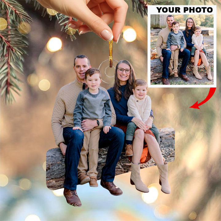 Hearts Together Always - Personalized Photo Mica Ornament - Christmas Gift For Family Members