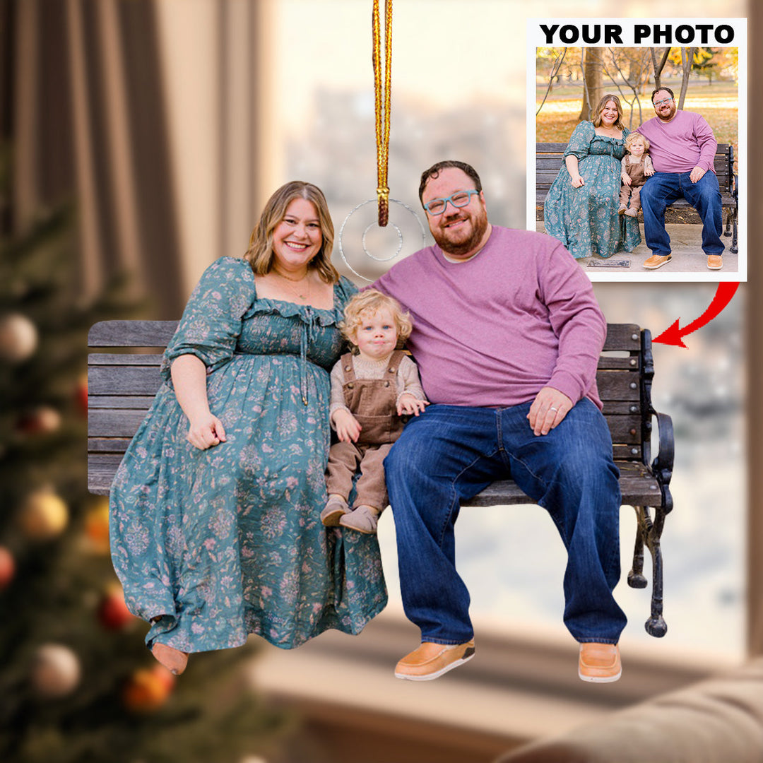 Cherished Family - Personalized Photo Mica Ornament - Christmas Gift For Family Members