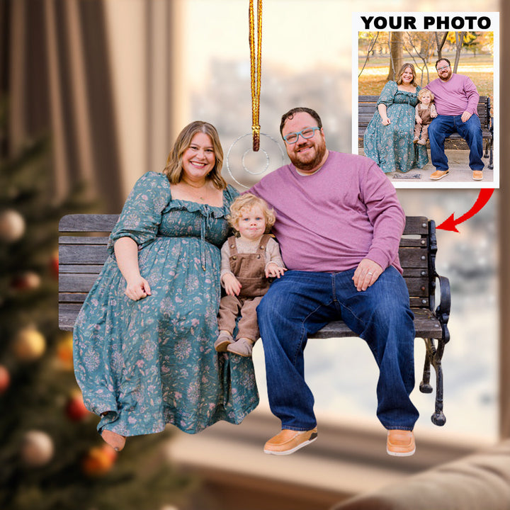 Cherished Family - Personalized Photo Mica Ornament - Christmas Gift For Family Members