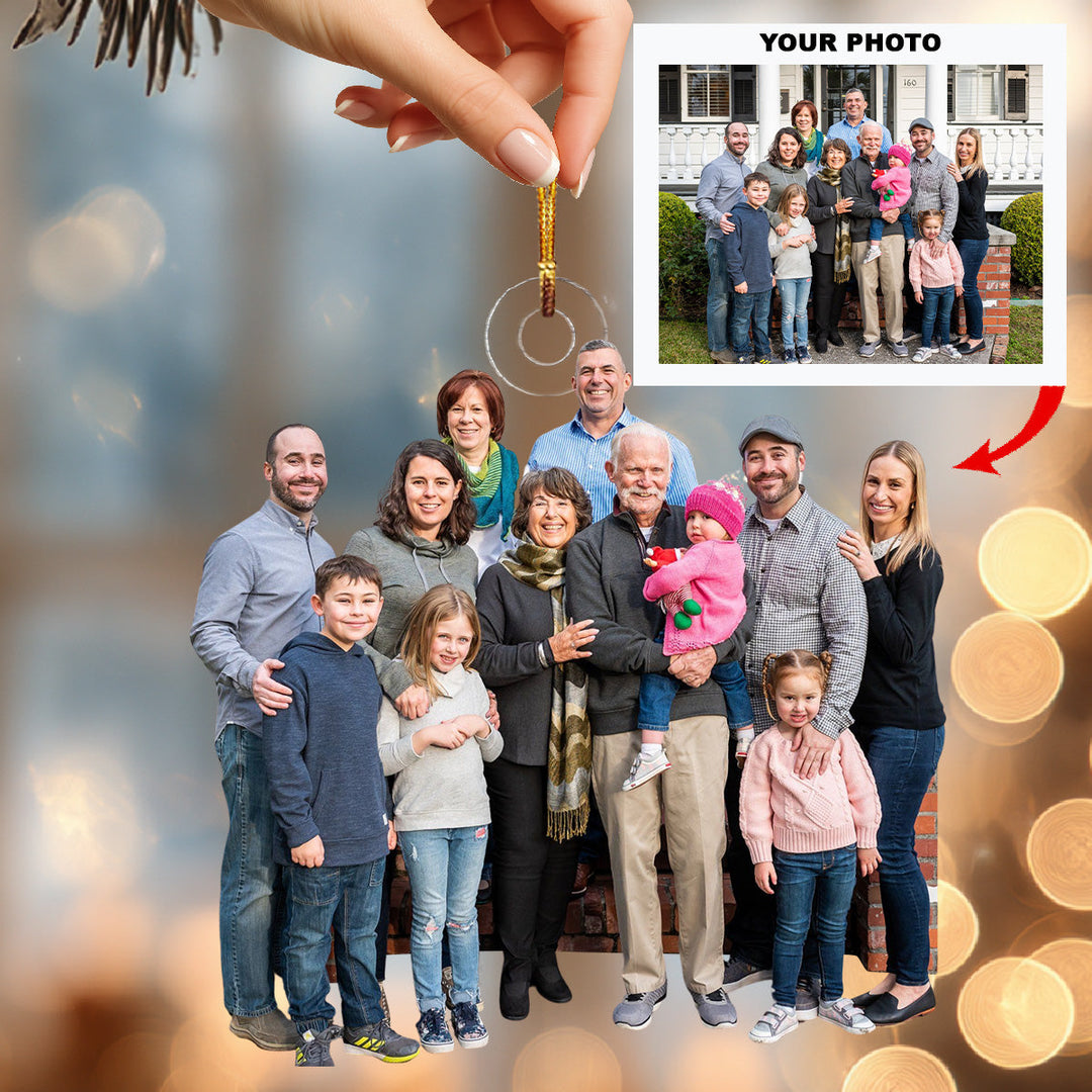 Gathered With Love - Personalized Photo Mica Ornament - Christmas Gift For Family Members