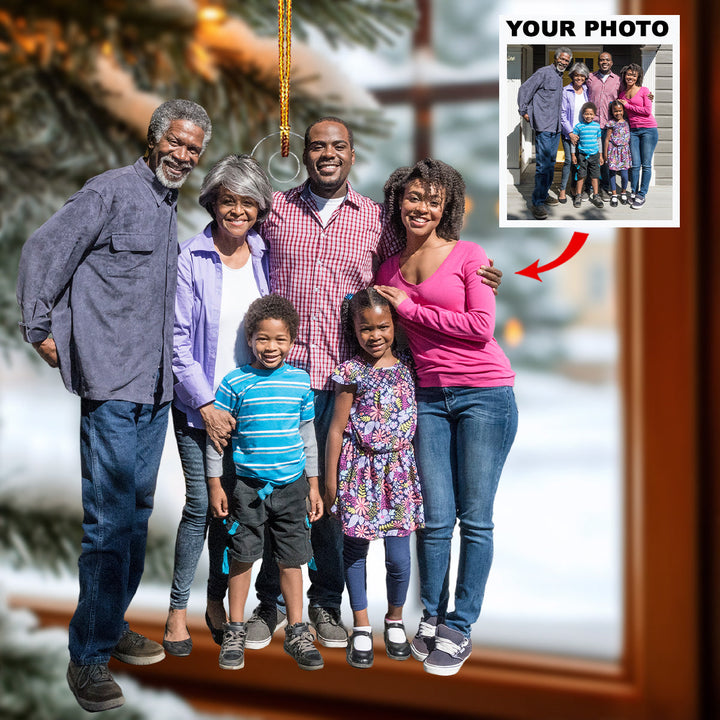 Family Bonding - Personalized Photo Mica Ornament - Gift For Family, Family Members