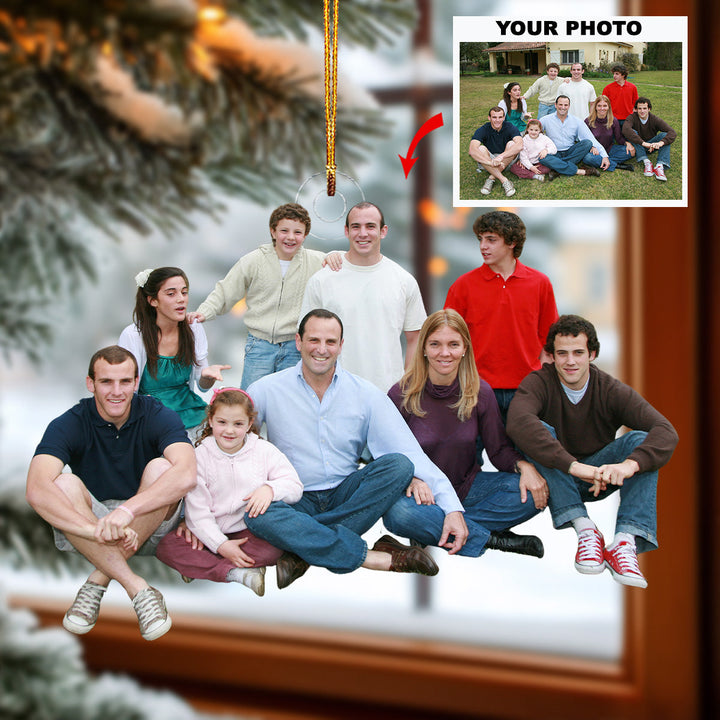 Family Joy - Personalized Photo Mica Ornament - Gift For Family, Family Members