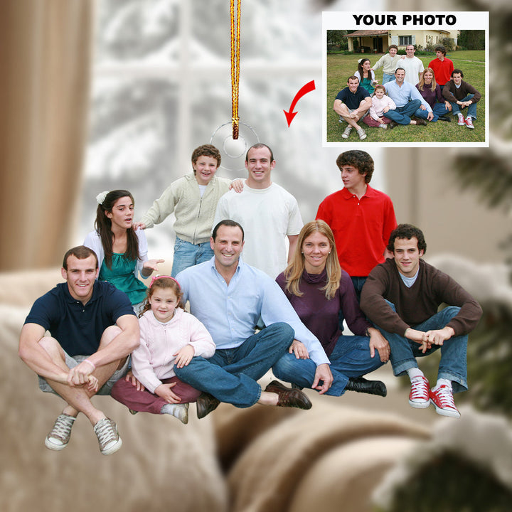 Family Joy - Personalized Photo Mica Ornament - Gift For Family, Family Members