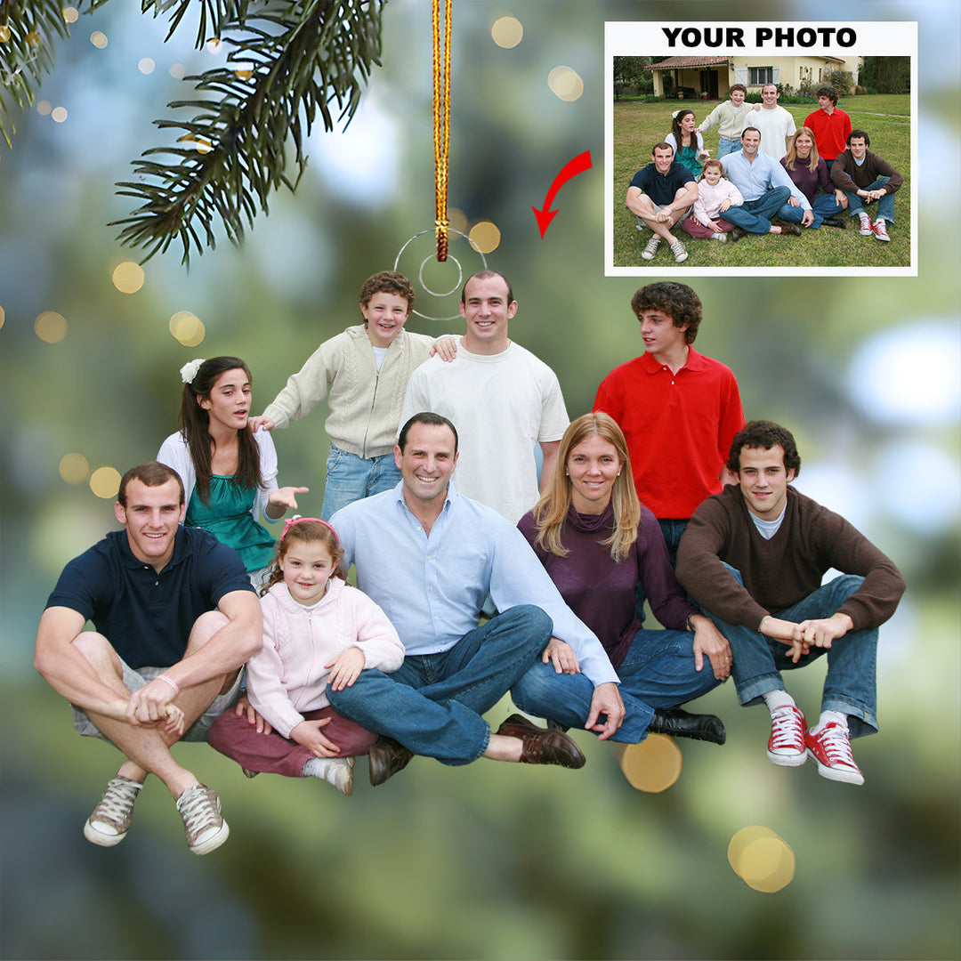 Family Joy - Personalized Photo Mica Ornament - Gift For Family, Family Members