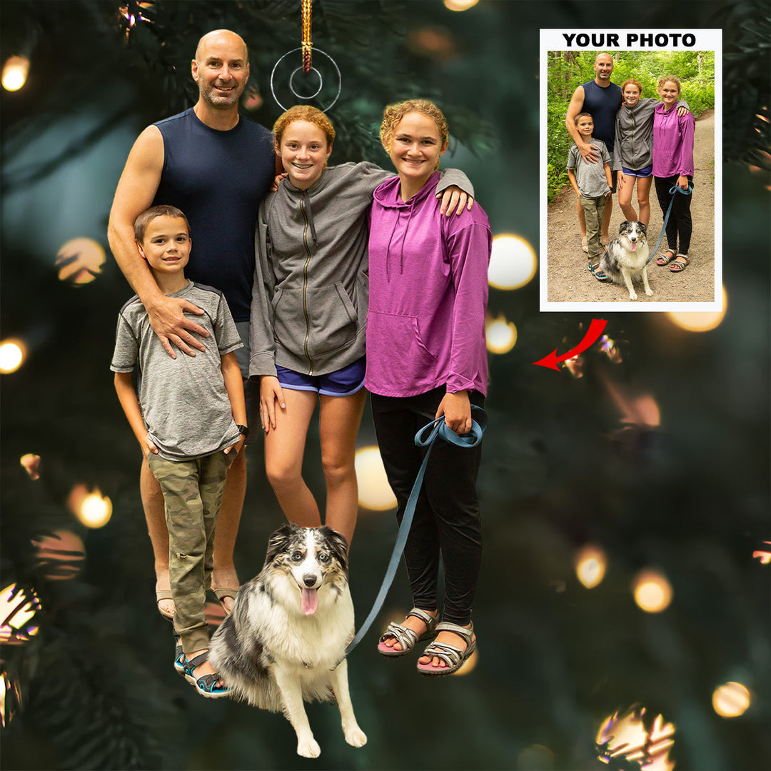 Forest Happiness - Personalized Photo Mica Ornament - Gift For Family, Family Members