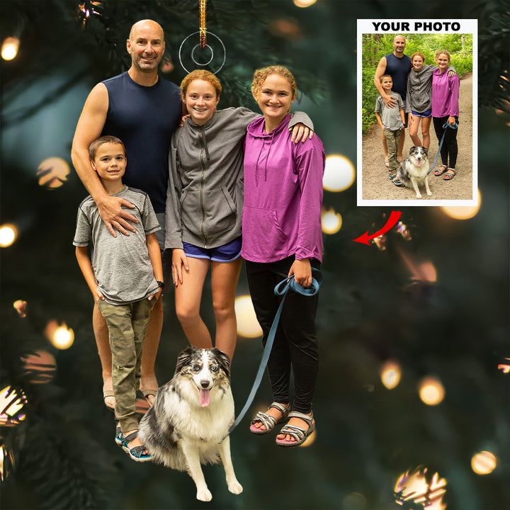 Forest Happiness - Personalized Photo Mica Ornament - Gift For Family, Family Members