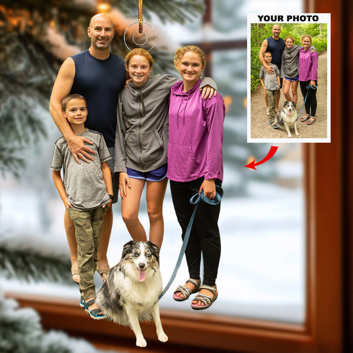 Forest Happiness - Personalized Photo Mica Ornament - Gift For Family, Family Members