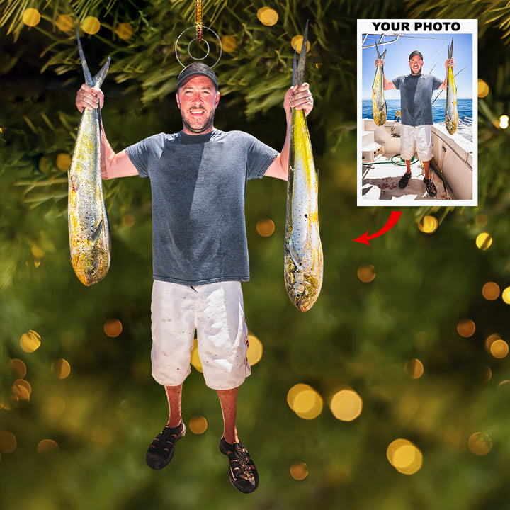 Catch Of The Day - Personalized Photo Mica Ornament - Gift For Fishing Lovers, Family Members