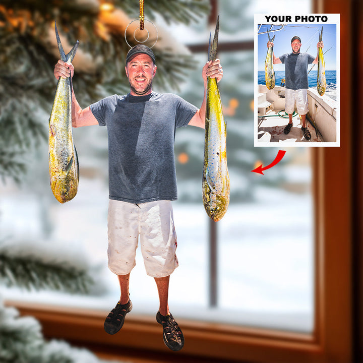 Catch Of The Day - Personalized Photo Mica Ornament - Gift For Fishing Lovers, Family Members