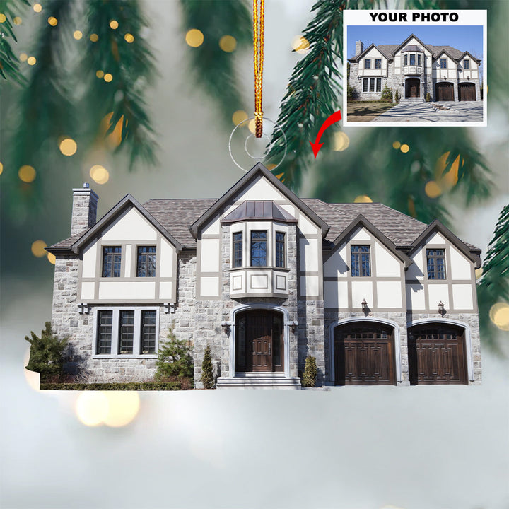 Stone Manor - Personalized Photo Mica Ornament - Gift For Family, Family Members