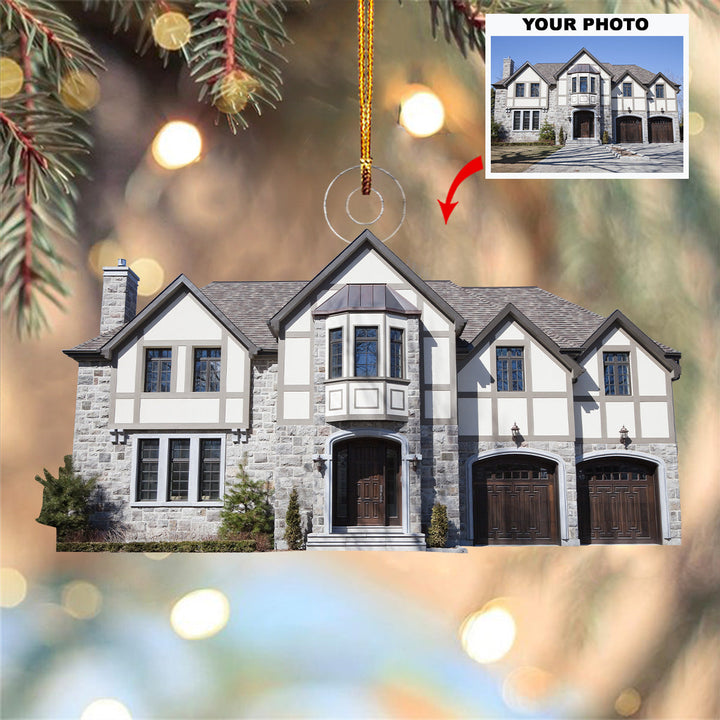 Stone Manor - Personalized Photo Mica Ornament - Gift For Family, Family Members