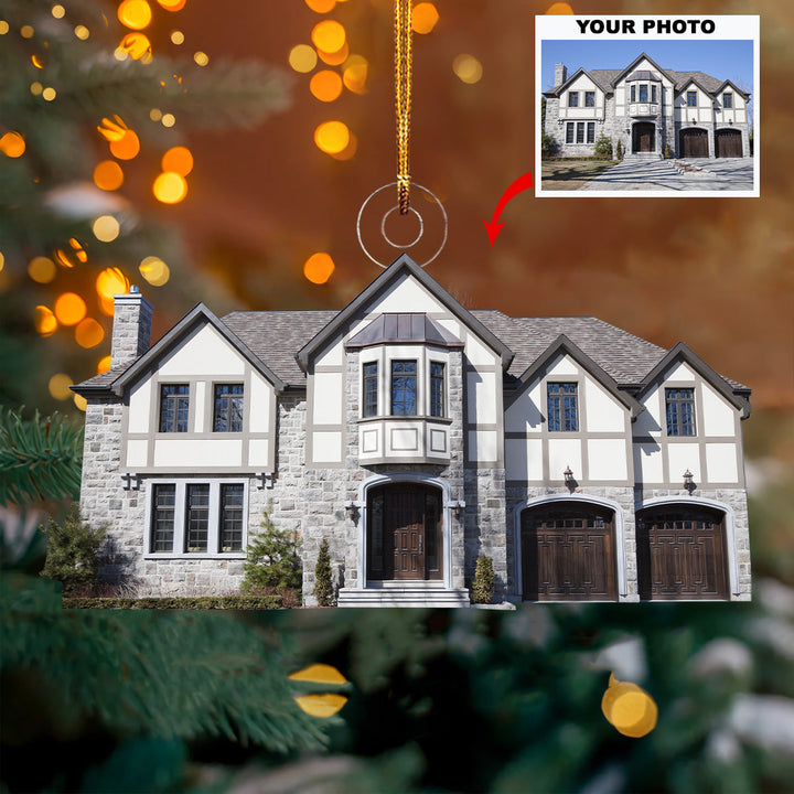 Stone Manor - Personalized Photo Mica Ornament - Gift For Family, Family Members