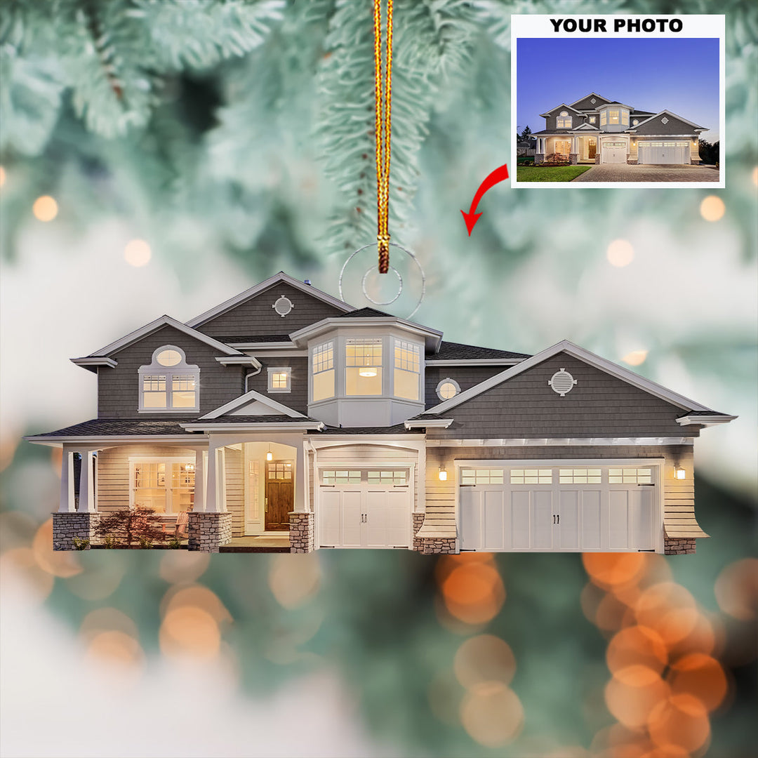 Twilight Estate - Personalized Photo Mica Ornament - Gift For Family, Family Members