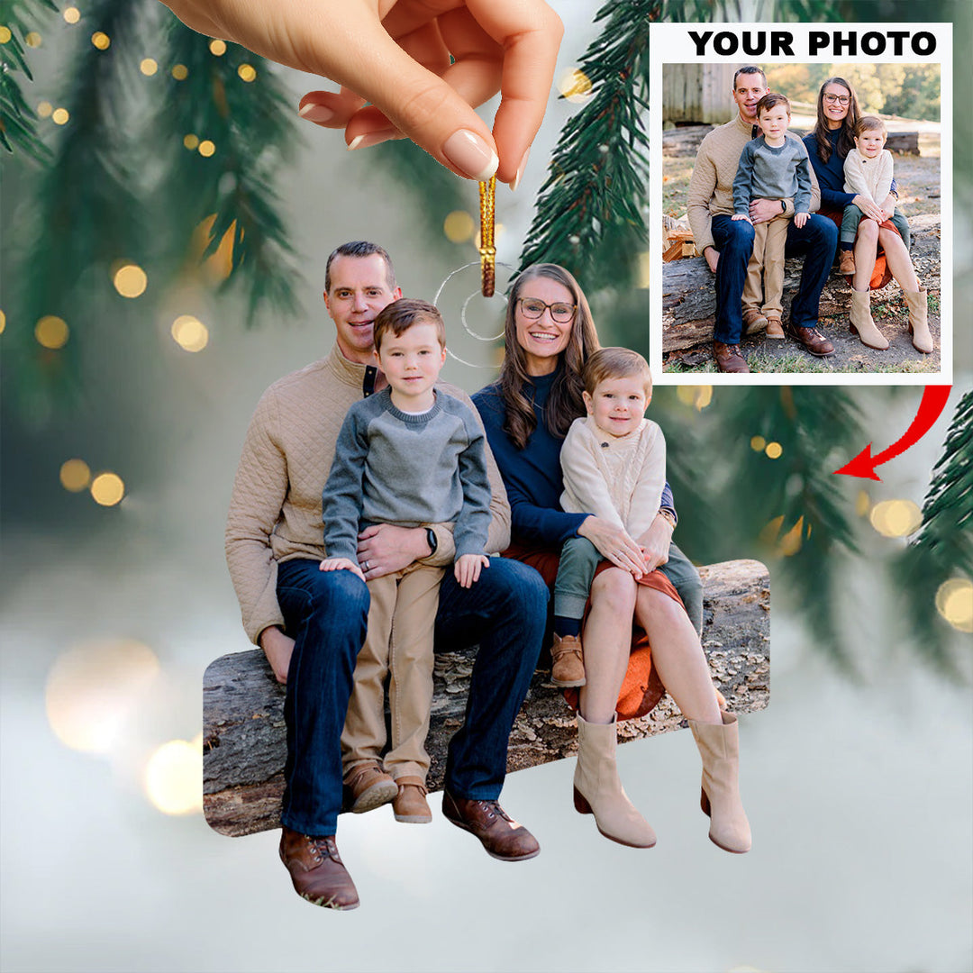 Hearts Together Always - Personalized Photo Mica Ornament - Christmas Gift For Family Members