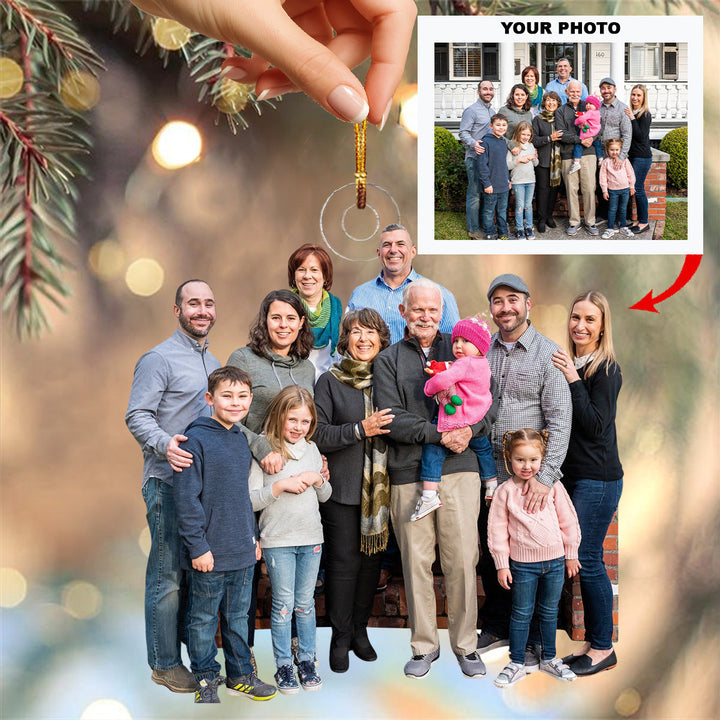 Gathered With Love - Personalized Photo Mica Ornament - Christmas Gift For Family Members
