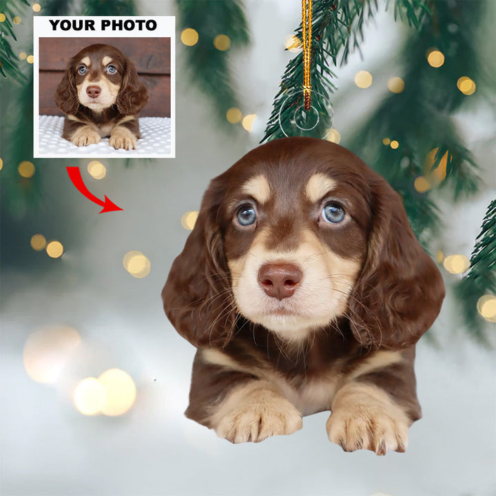 Puppy Joy - Personalized Photo Mica Ornament - Christmas Gift For Pet Lovers