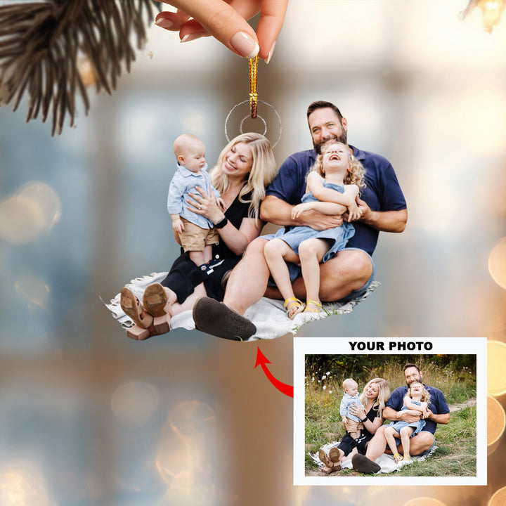 Family Warmth - Personalized Photo Mica Ornament - Christmas Gift For Family Members