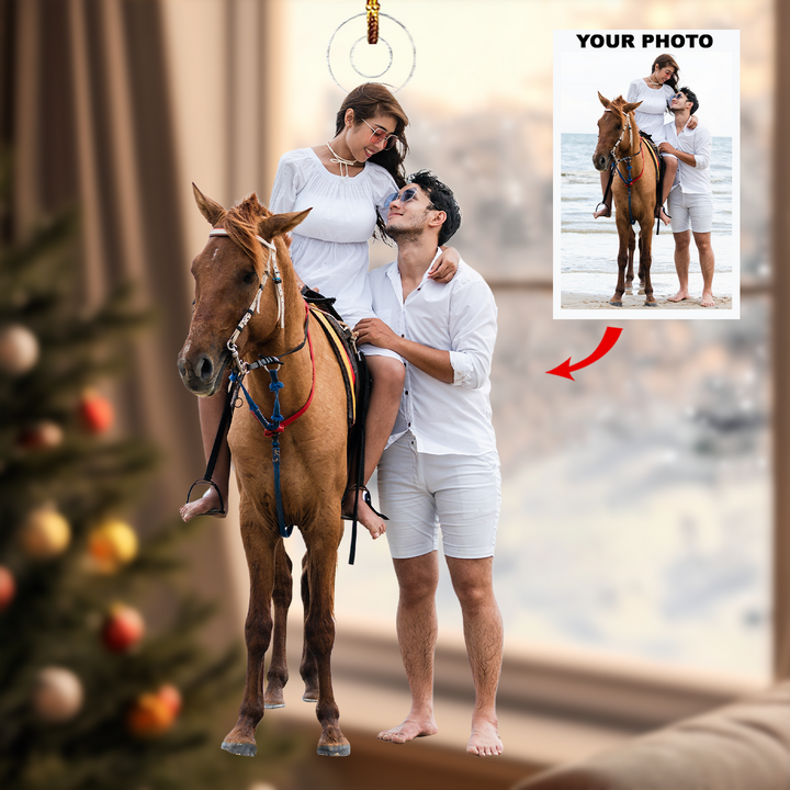 Beach Ride - Personalized Photo Mica Ornament - Gift For Couple, Family Members