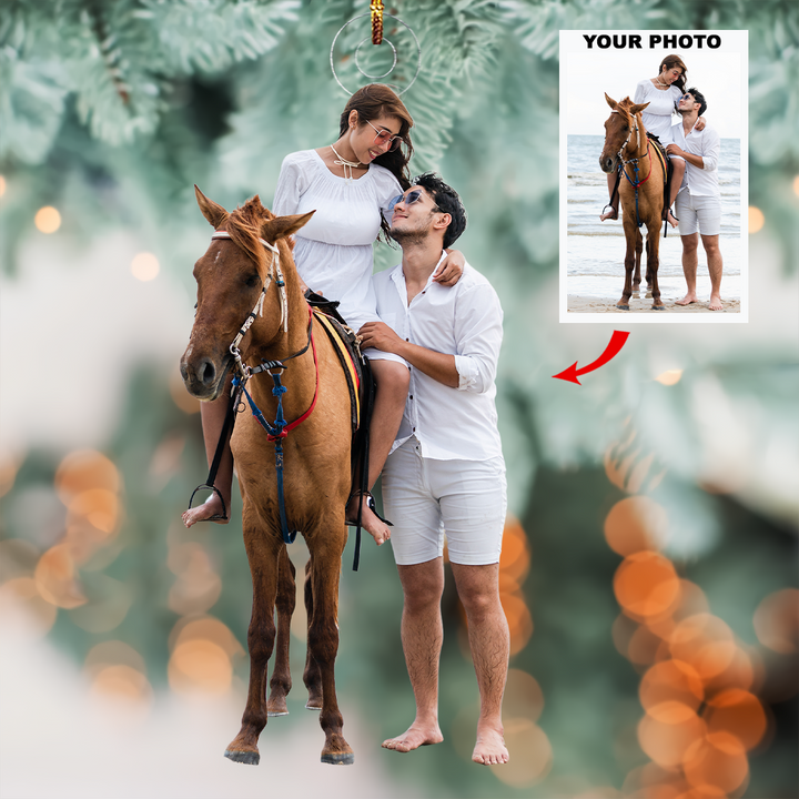 Beach Ride - Personalized Photo Mica Ornament - Gift For Couple, Family Members