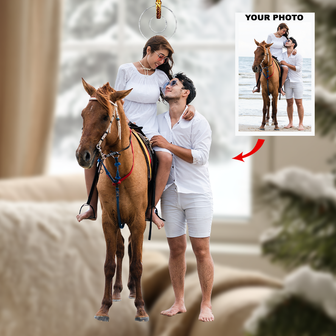 Beach Ride - Personalized Photo Mica Ornament - Gift For Couple, Family Members