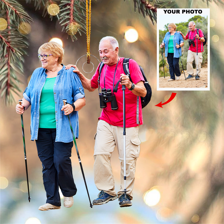 Nature Walk - Personalized Photo Mica Ornament - Gift For Couple, Family Members